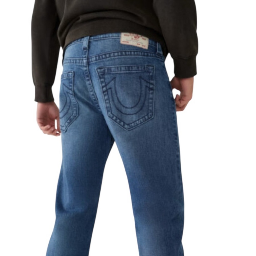 NEW TRUE RELIGION Ricky SN Relaxed Straight Jean Medium Tidal Wash Size 34 x 34